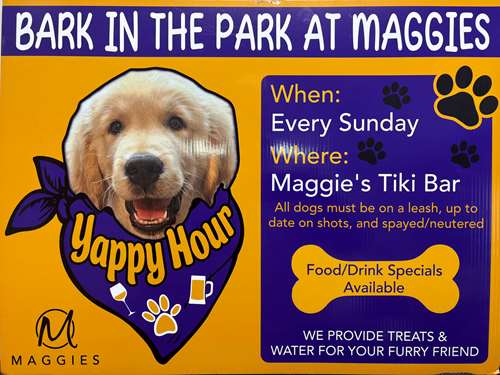 Dogs welcome at Maggi'es tiki bar