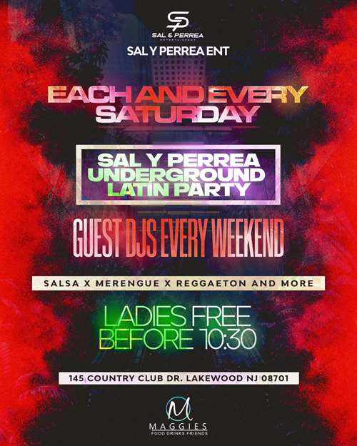 Latin night underground every Saturday
