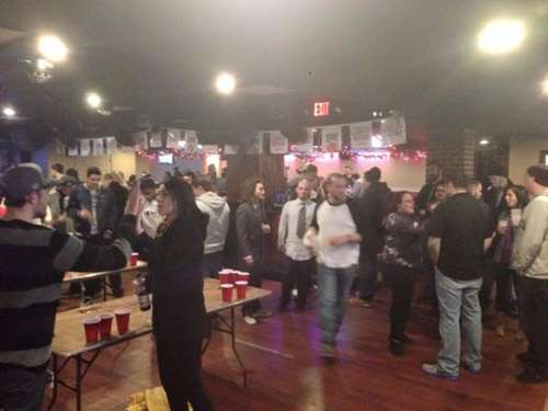 Weekly pong tournament at Maggie's Underground